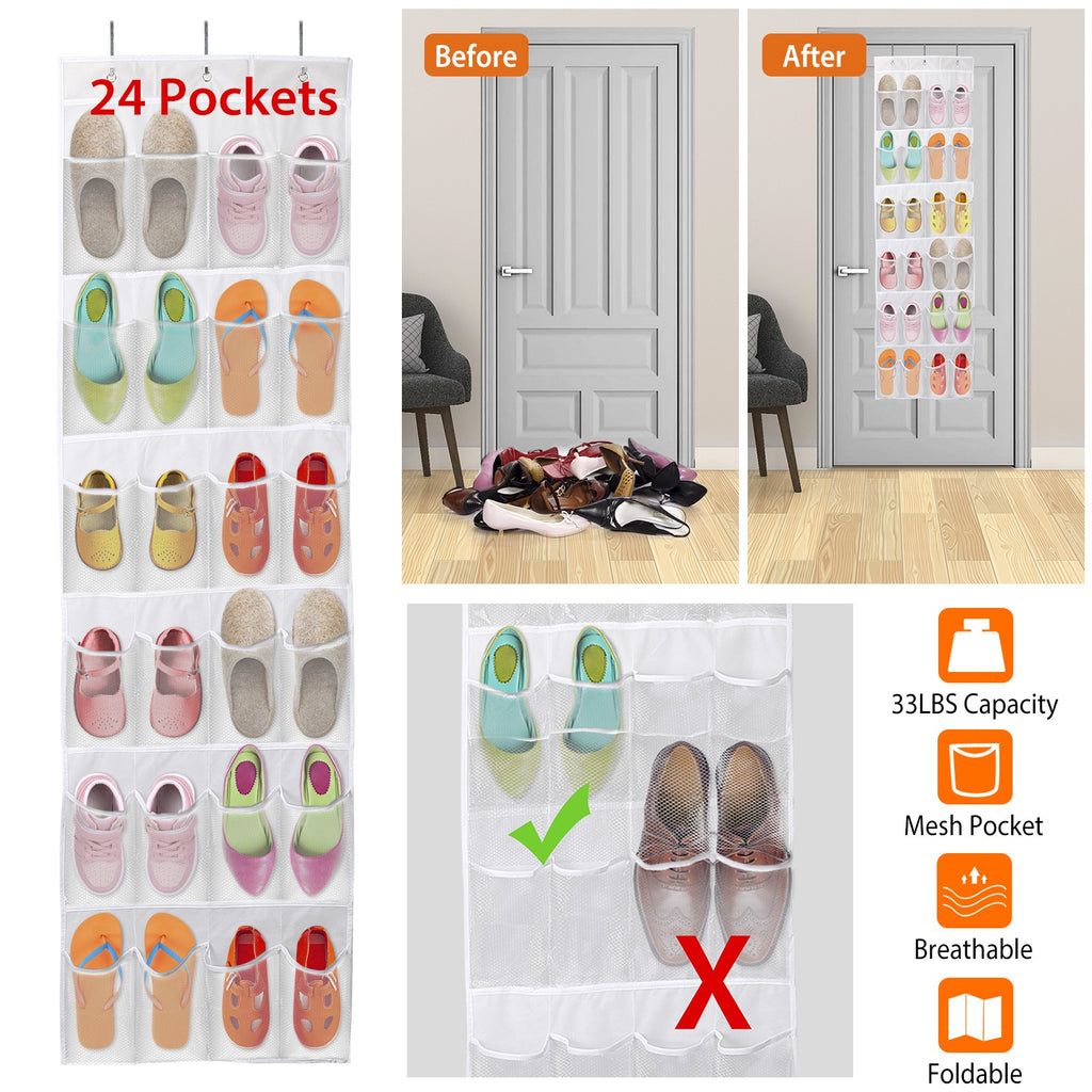 Over-Door 24-Pocket Hanging Shoe Organizer for entryway organization and shoe storage