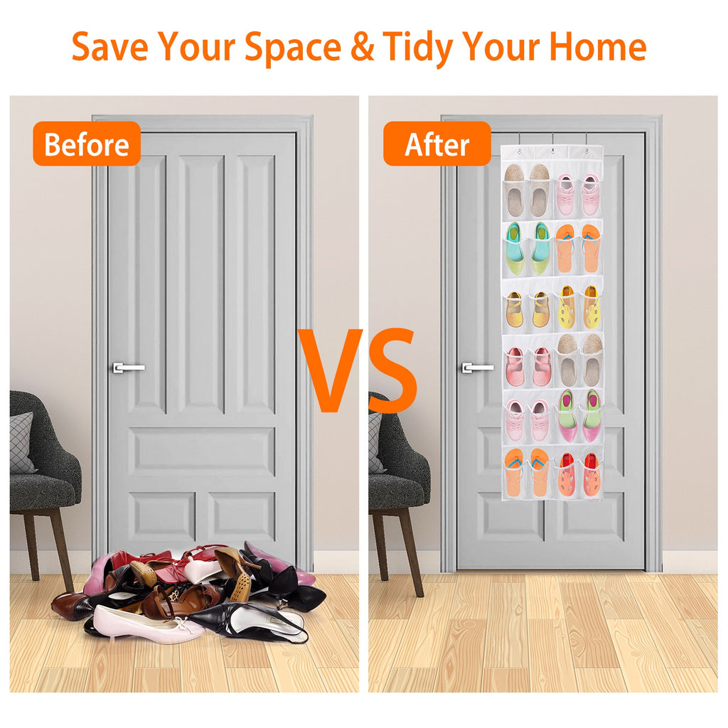 Over-Door 24-Pocket Hanging Shoe Organizer view 2 for entryway organization and shoe storage