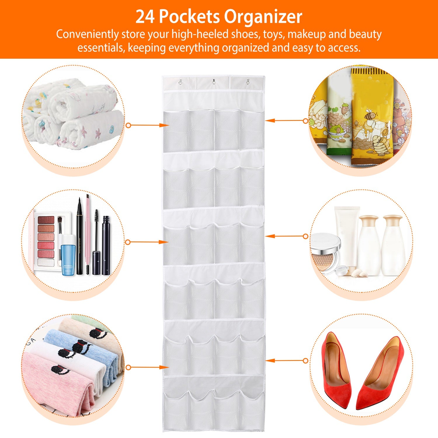 Over-Door 24-Pocket Hanging Shoe Organizer view 5 for entryway organization and shoe storage