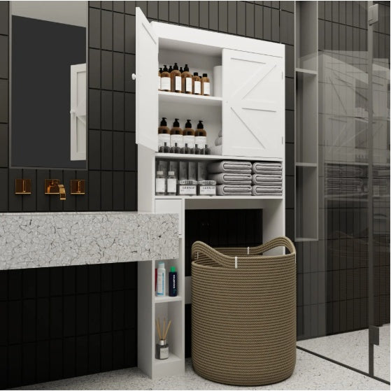 Over-Toilet Farmhouse Storage Cabinet with Doors view 3 for bathroom organization and vanity storage