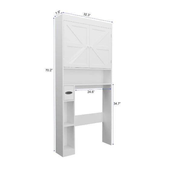 Over-Toilet Farmhouse Storage Cabinet with Doors view 4 for bathroom organization and vanity storage