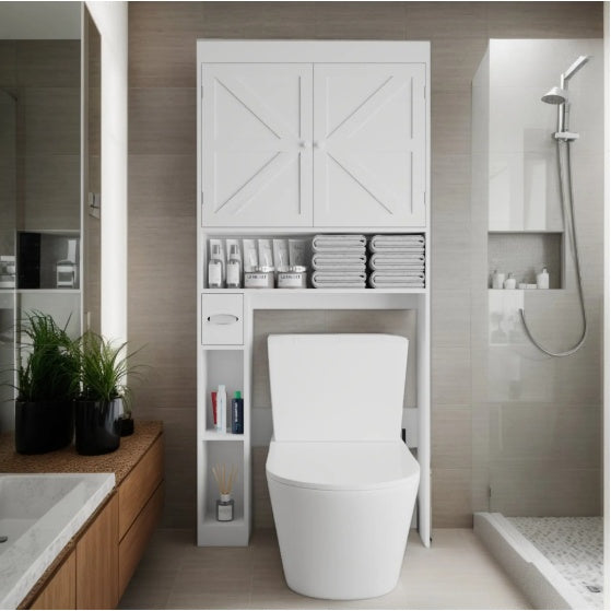 Over-Toilet Farmhouse Storage Cabinet with Doors view 5 for bathroom organization and vanity storage