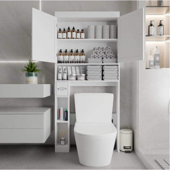 Over-Toilet Farmhouse Storage Cabinet with Doors view 8 for bathroom organization and vanity storage
