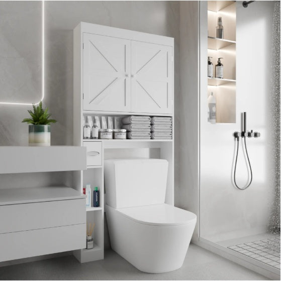Over-Toilet Farmhouse Storage Cabinet with Doors view 9 for bathroom organization and vanity storage