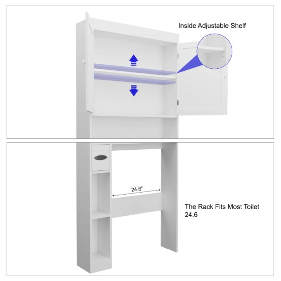 Over-Toilet Farmhouse Storage Cabinet with Doors view 10 for bathroom organization and vanity storage