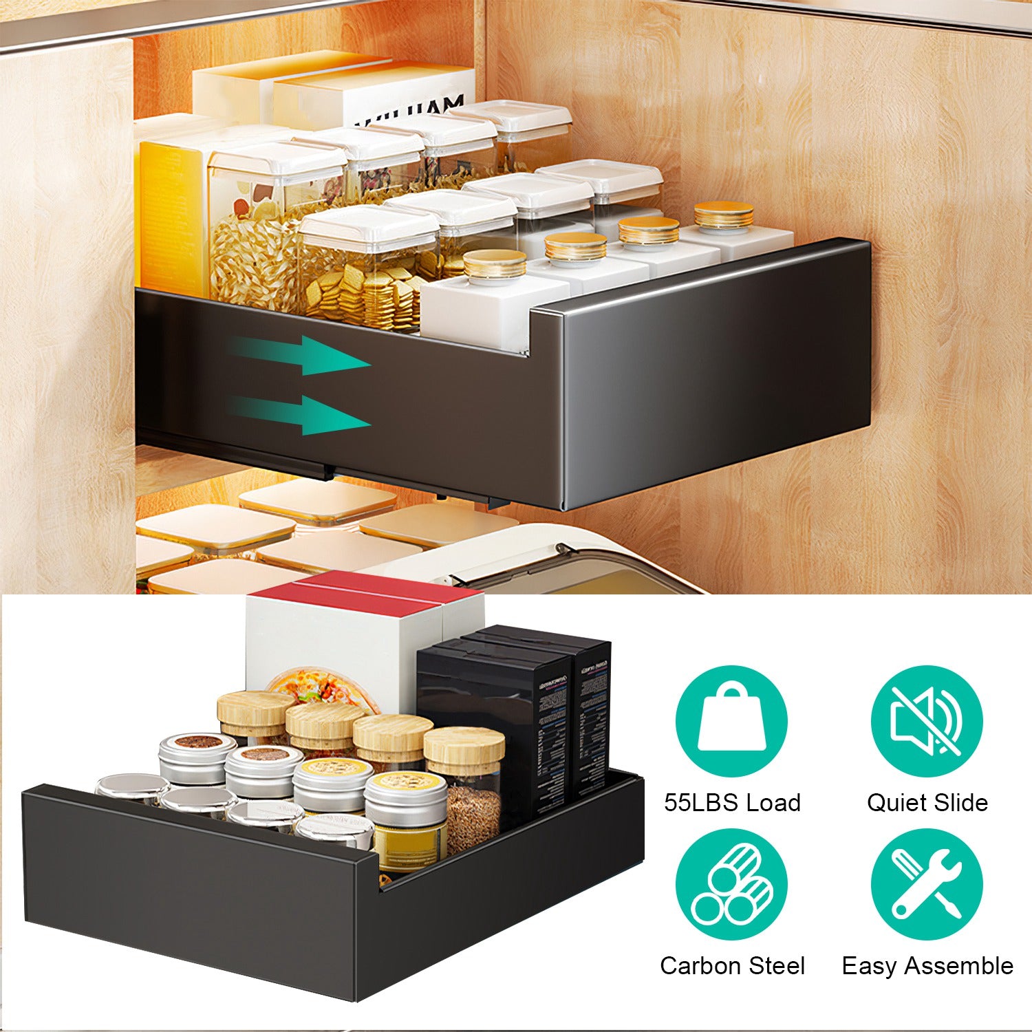 Pull Out Cabinet Organizer Slide Out Drawer for closet and bedroom storage