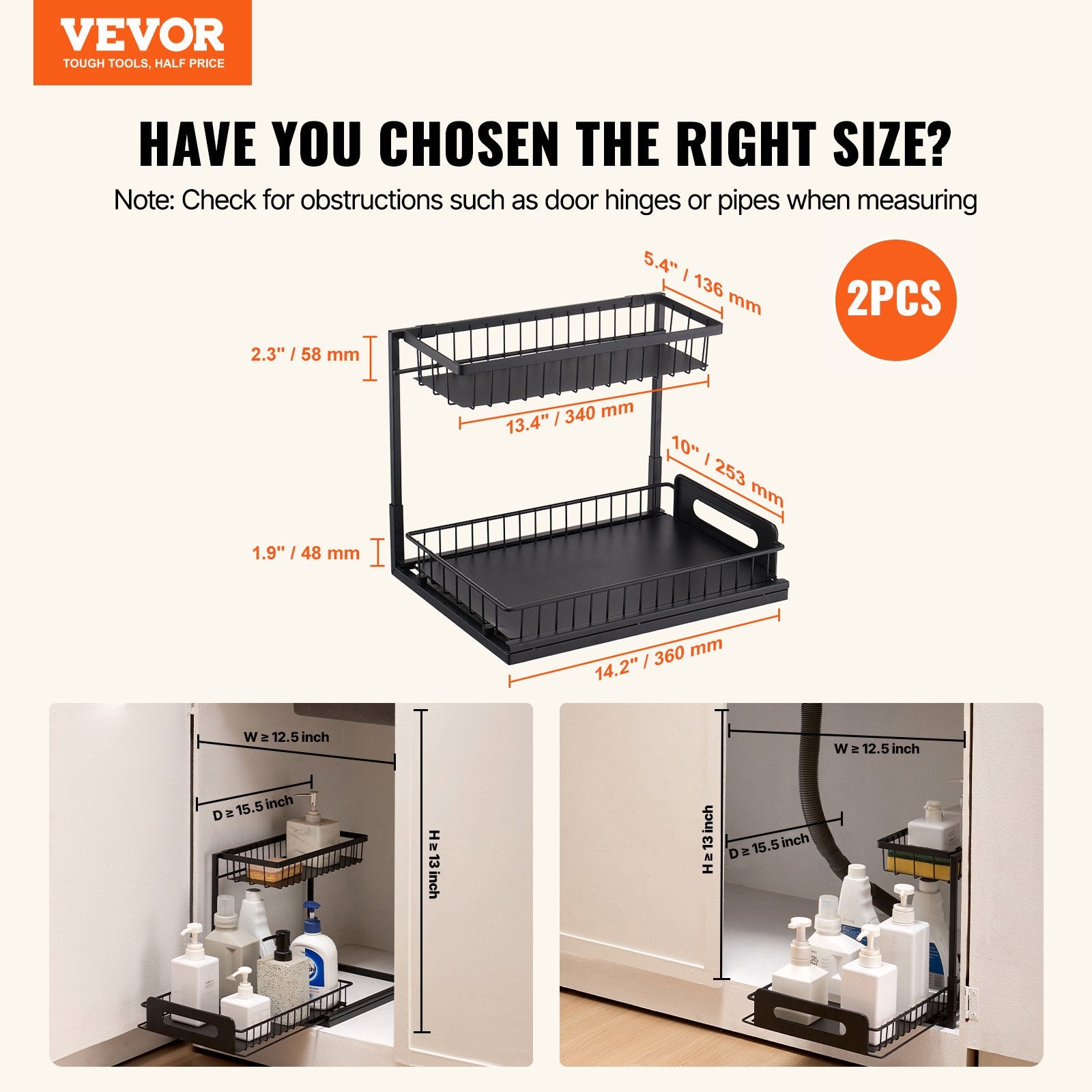 Pull-Out Cabinet Under Sink Organizer view 2 for bathroom organization and vanity storage