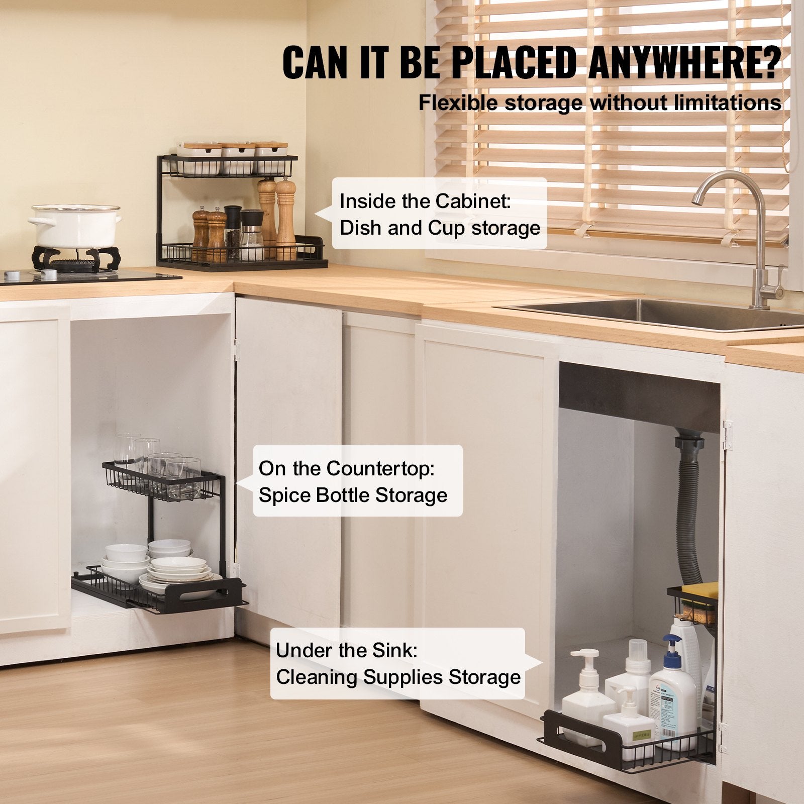 Pull-Out Cabinet Under Sink Organizer view 4 for bathroom organization and vanity storage