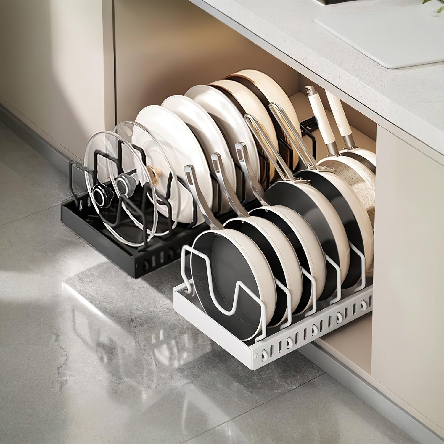 Pull Out Pots And Pans Cabinet Organizer for kitchen organization and cabinet storage
