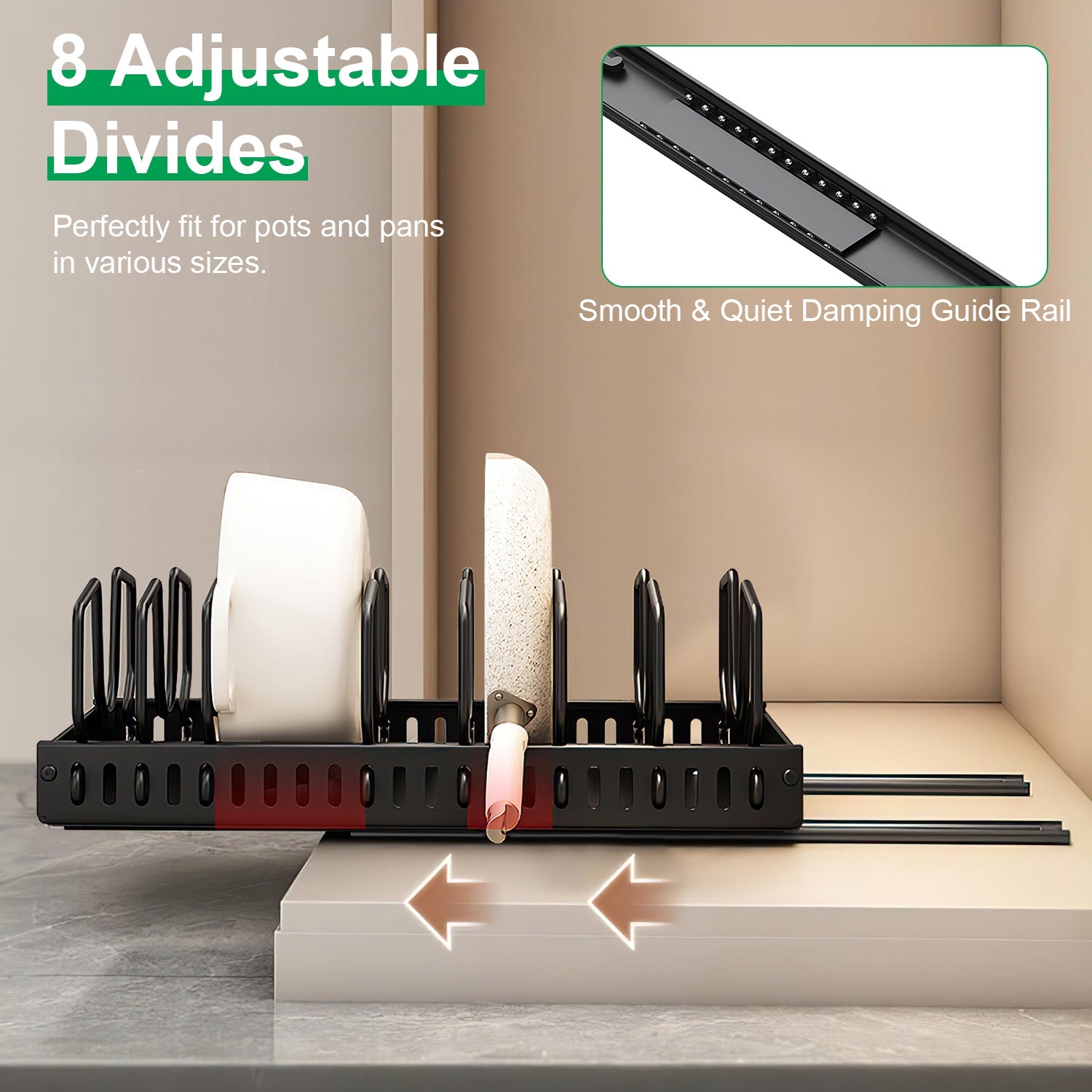 Pull Out Pots And Pans Cabinet Organizer view 3 for kitchen organization and cabinet storage