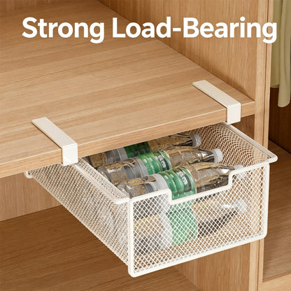 Hanging mesh basket holding bottles in a supplier load graphic