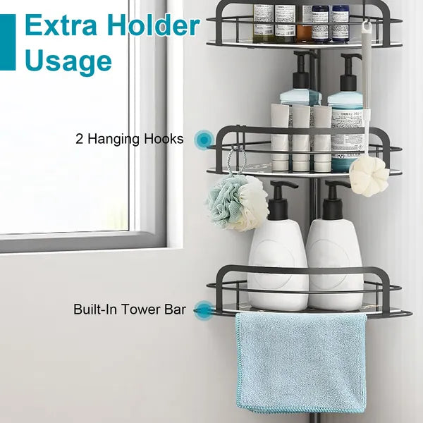 Rust-Resistant Corner Shower Caddy Tension Pole view 4 for bathroom organization and vanity storage