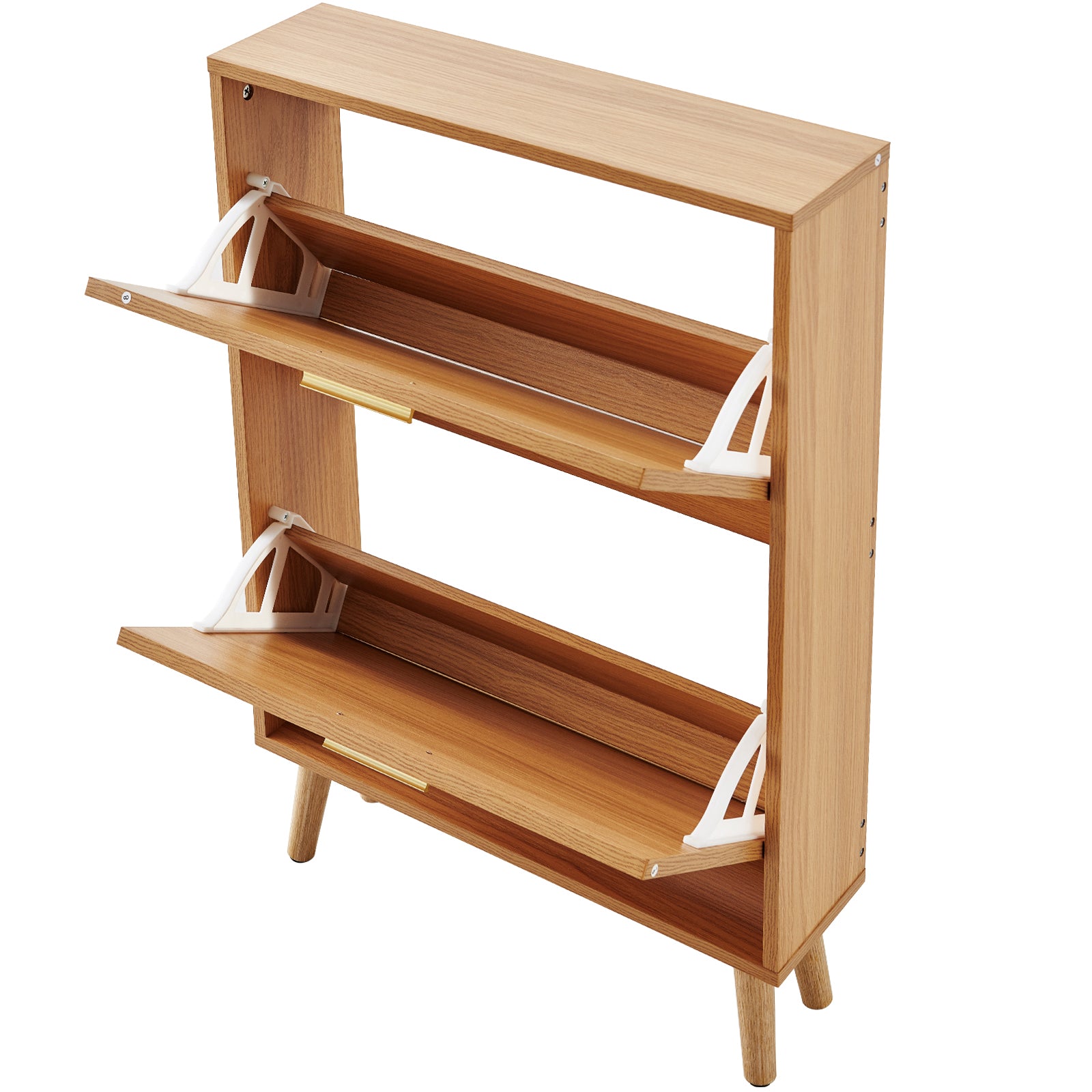Shoe Cabinet with Rattan Flip Drawers view 7 for entryway organization and shoe storage