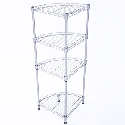 Four-tier silver corner wire rack