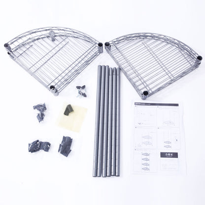 Shelves, poles, connectors and instruction sheet