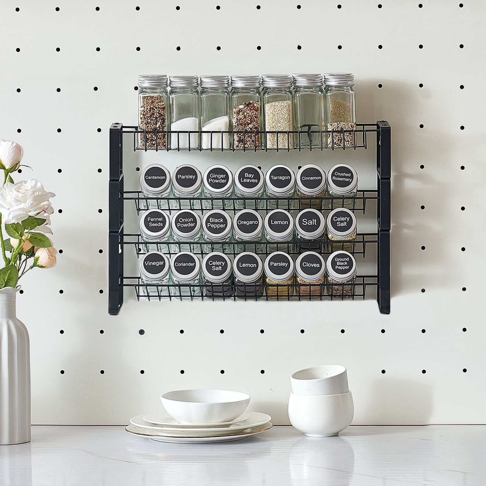 Spice Rack Organizer for Cabinet Countertop for kitchen organization and cabinet storage