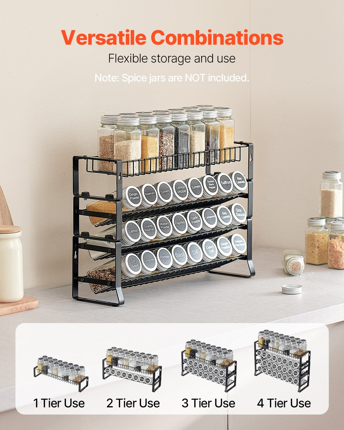 Spice Rack Organizer for Cabinet Countertop view 2 for kitchen organization and cabinet storage