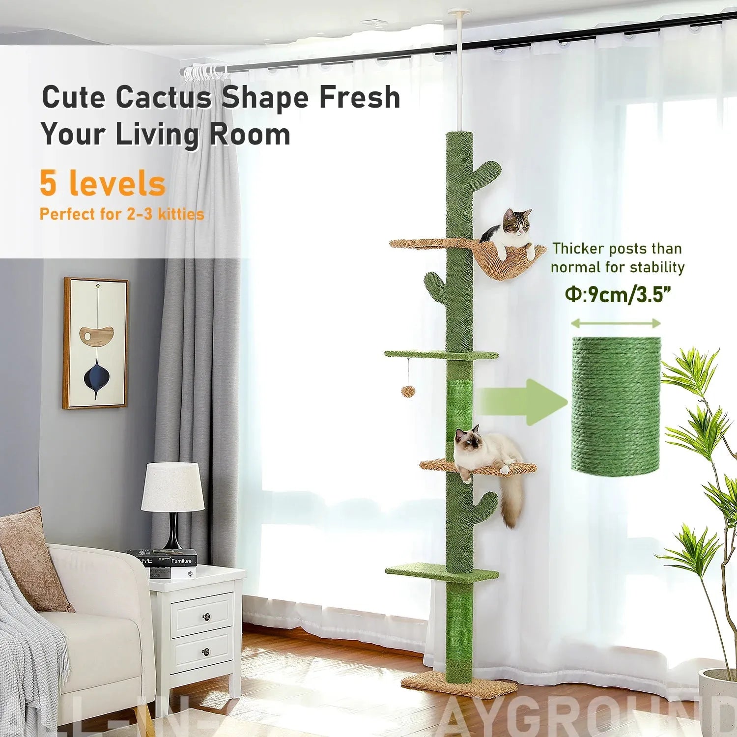 5-Tier Indoor Cat Climbing Tree - Cactus Cat Tower-SROYAS 