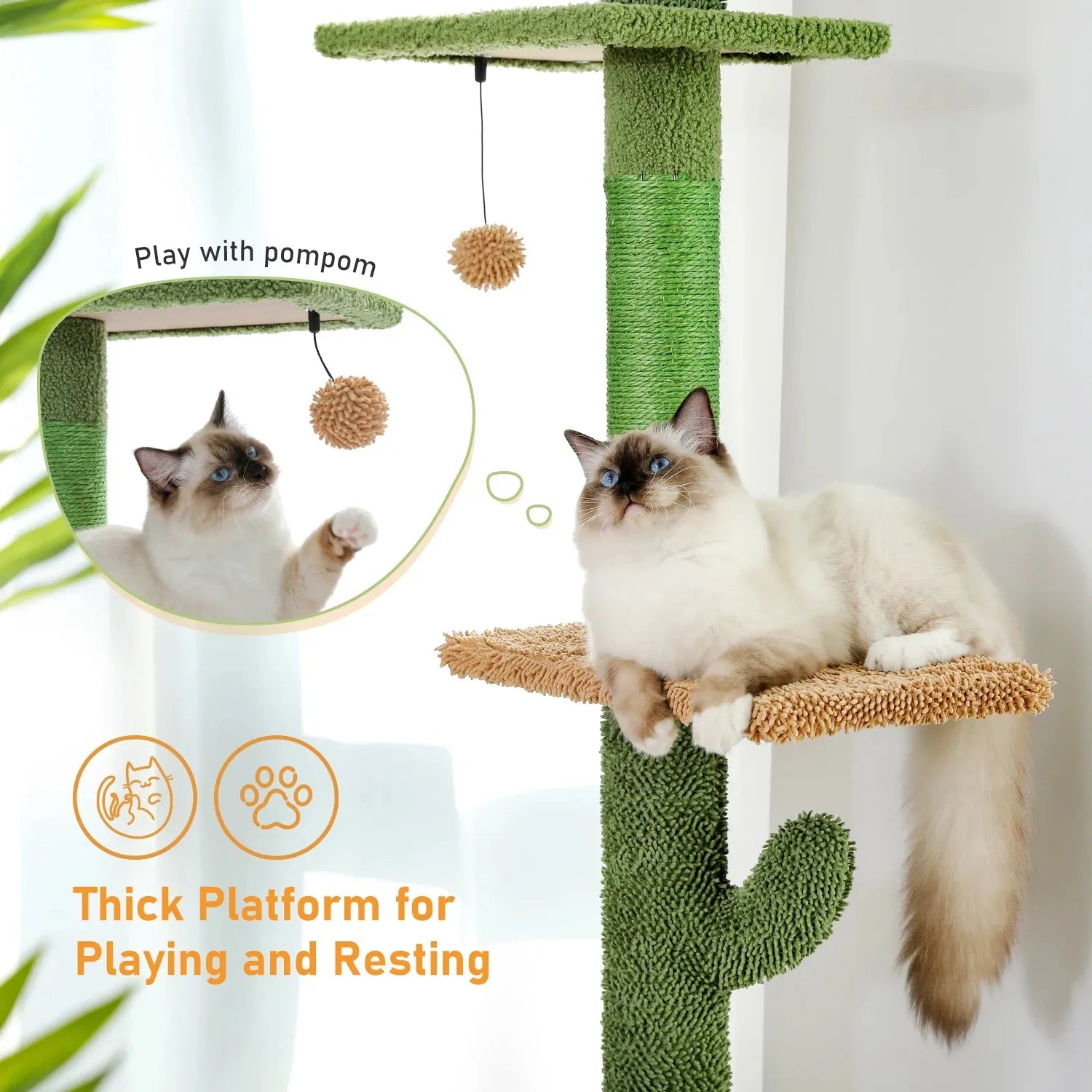 5-Tier Indoor Cat Climbing Tree - Cactus Cat Tower-SROYAS 