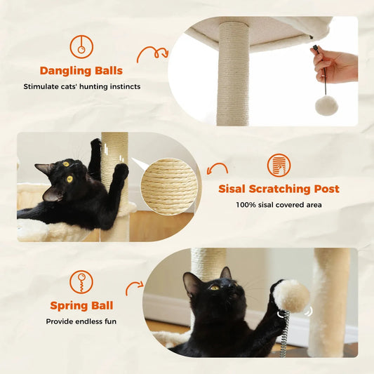 Modern Cat Tree Indoor - Multi-Level Wood Cat Tower-SROYAS 