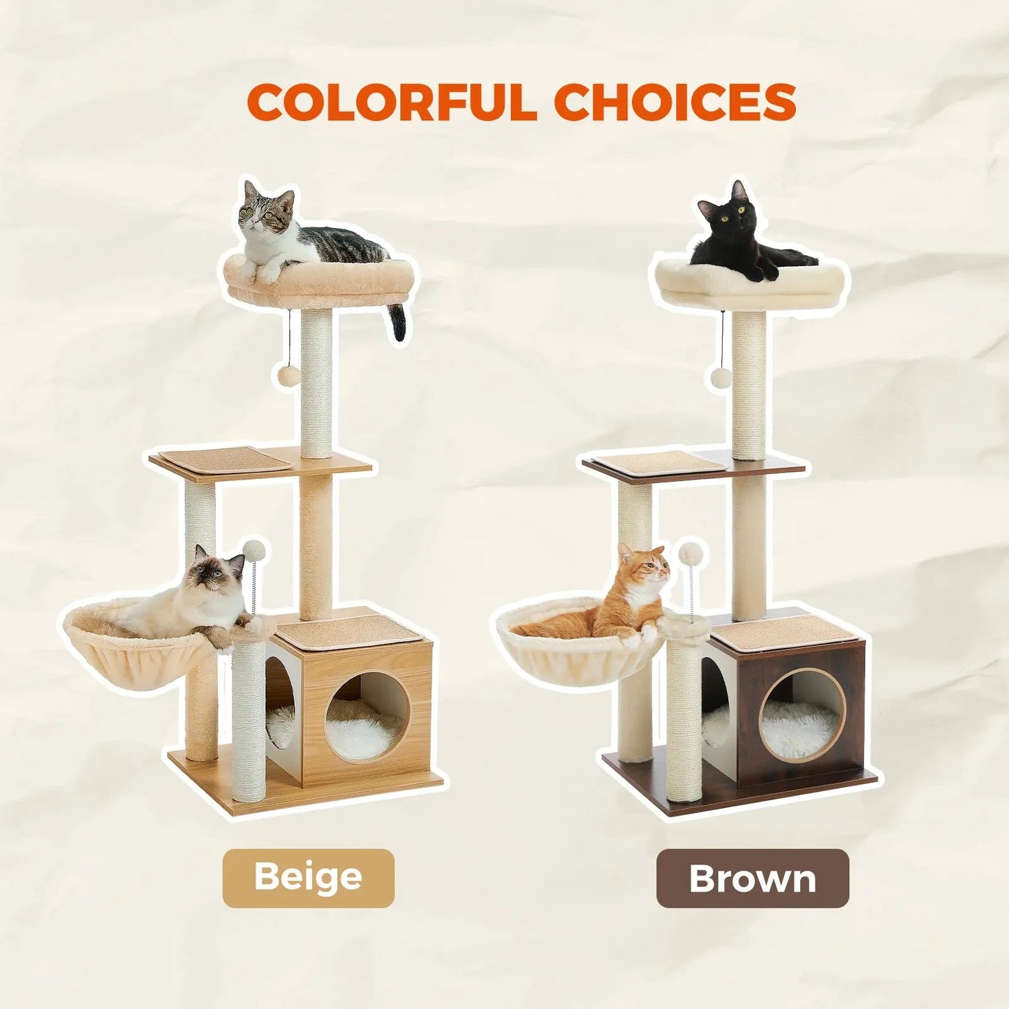Modern Cat Tree Indoor - Multi-Level Wood Cat Tower-SROYAS 
