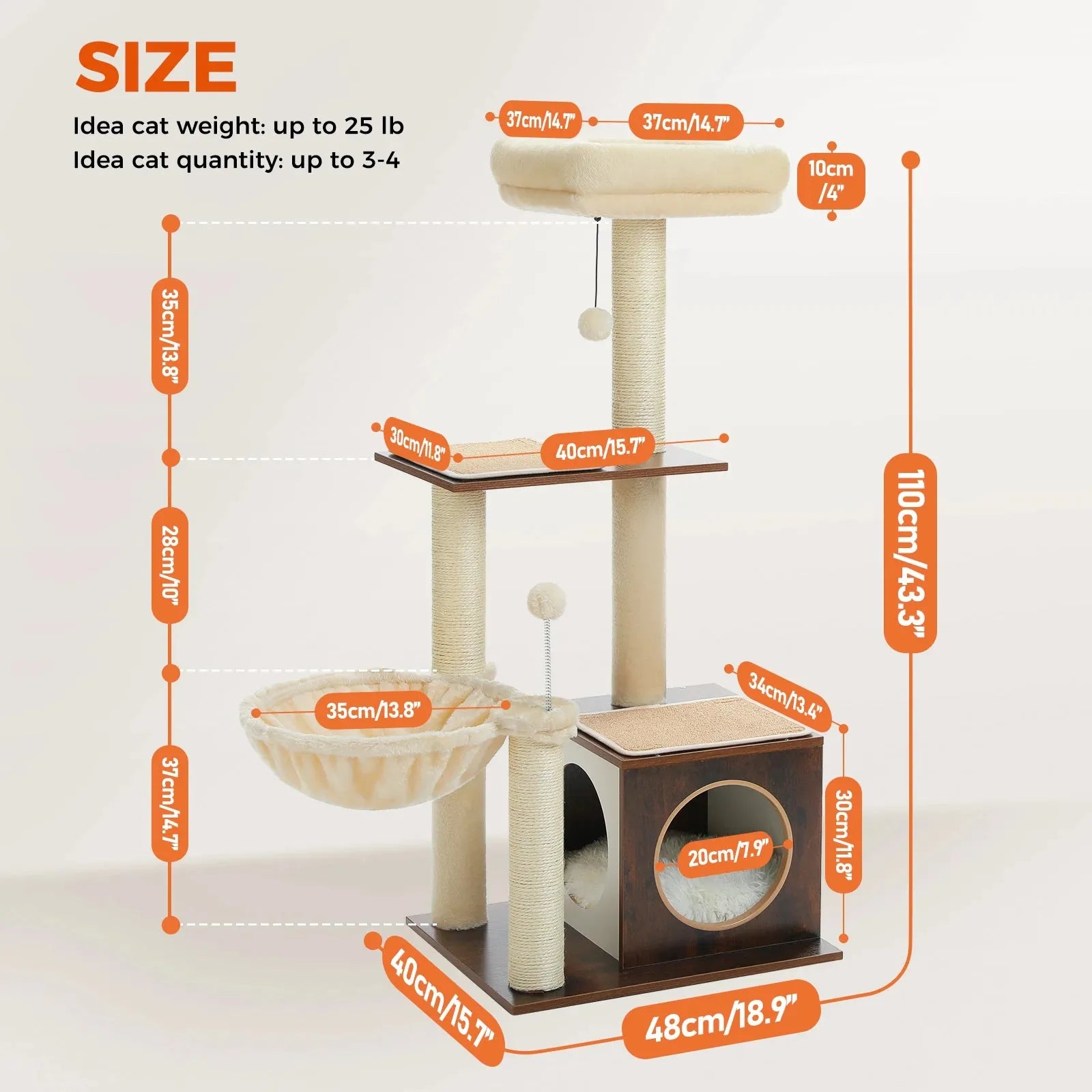 Modern Cat Tree Indoor - Multi-Level Wood Cat Tower--SROYAS 