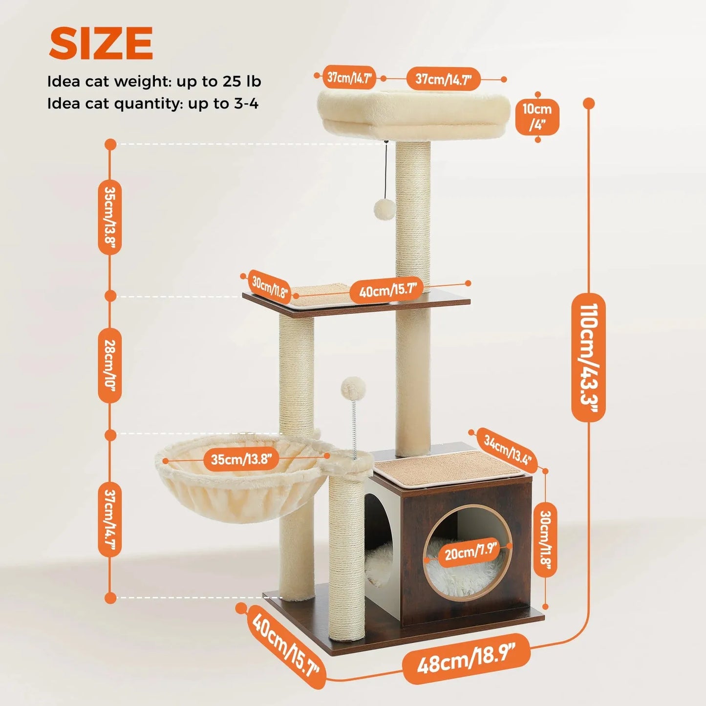 Modern Cat Tree Indoor - Multi-Level Wood Cat Tower--SROYAS 