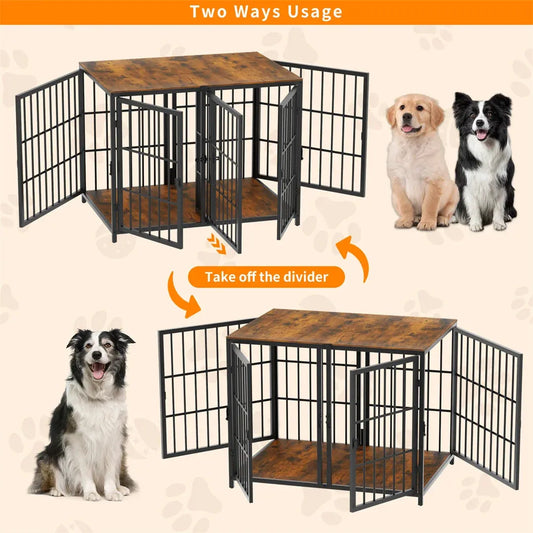 Heavy Duty Dog Cage Side Table - Stylish Indoor Kennel-SROYAS 