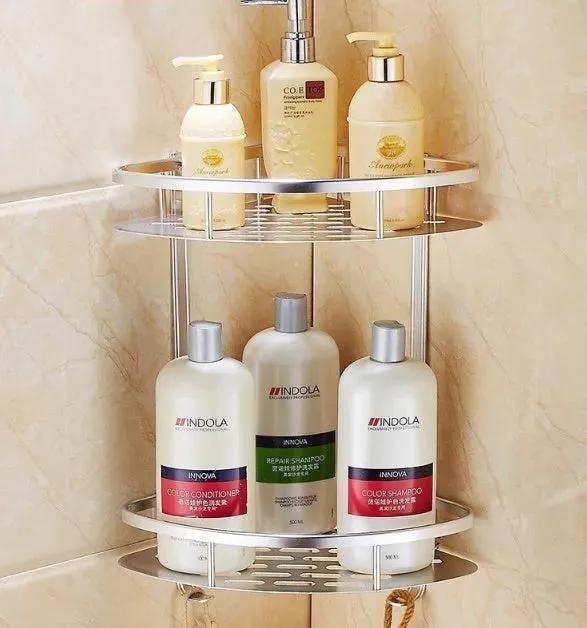 3-Layer Aluminum Corner Shelf - No-Drill Bathroom Rack for bathroom organization and vanity storage - SROYAS