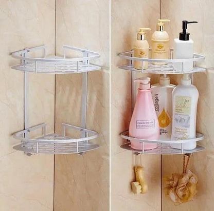3-Layer Aluminum Corner Shelf - No-Drill Bathroom Rack - Color: 2 layer triangle for bathroom organization and vanity storage - SROYAS