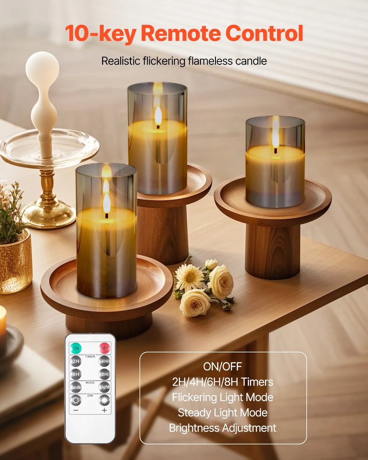 Flameless LED Candles with Remote - 3 Pack for Cozy Ambiance-SROYAS 