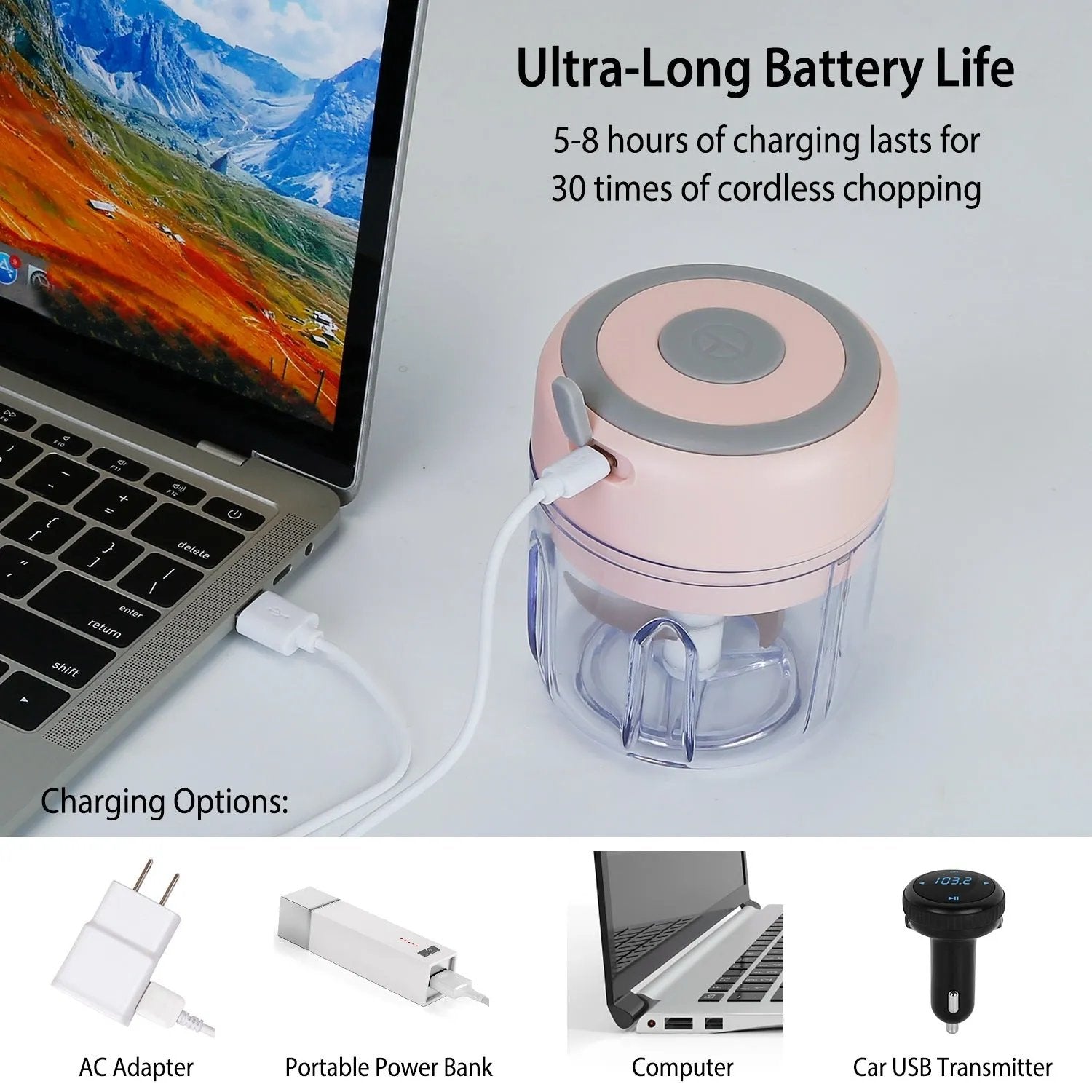 Mini Electric Garlic Chopper – Cordless & USB Rechargeable-SROYAS 