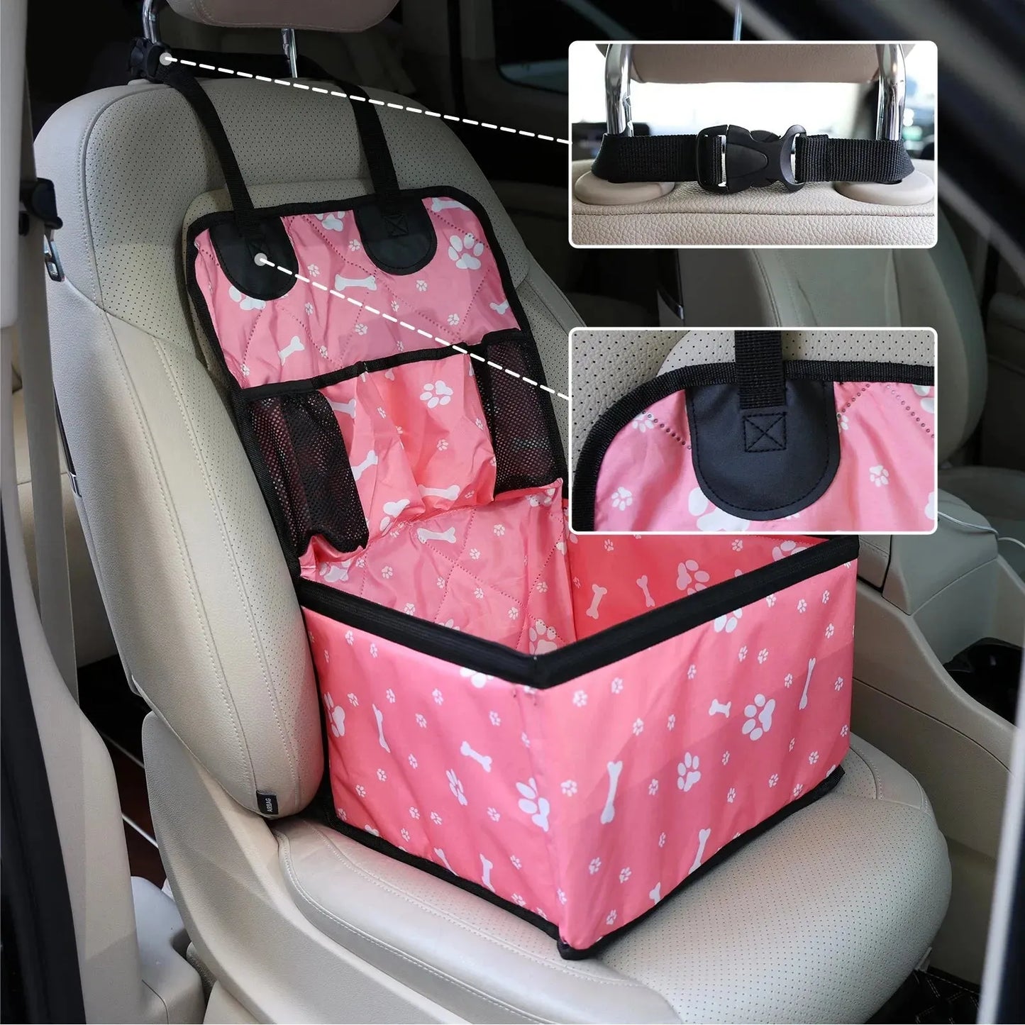 Dog Car Seat with Storage Pockets - Safe & Stylish Travel-SROYAS 
