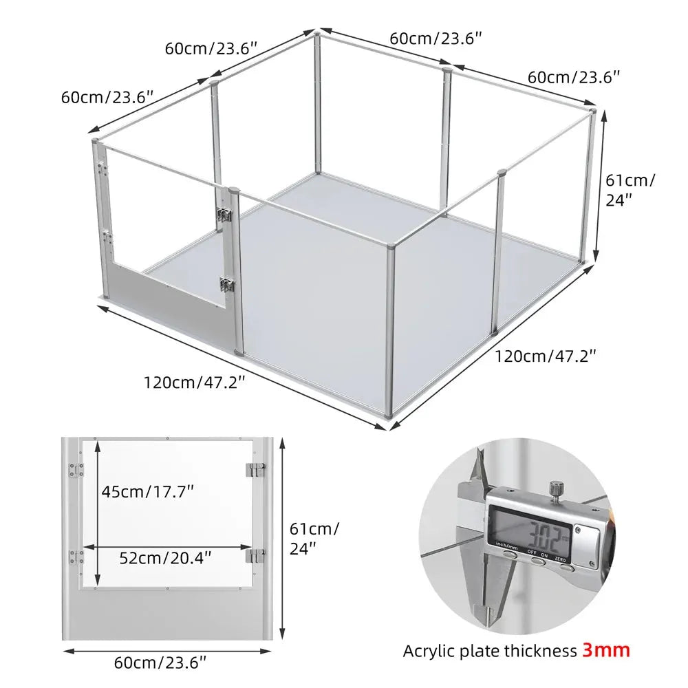 Extra Large Dog Playpen - Safe & Stylish Acrylic Enclosure-SROYAS 