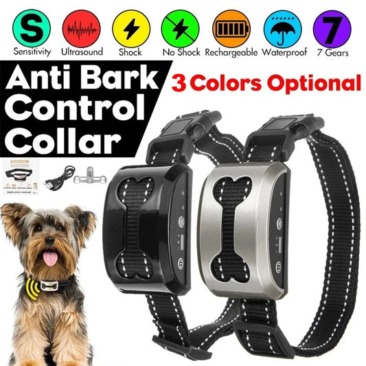 Rechargeable Anti Bark Collar - Safe & Waterproof Solution-SROYAS 