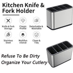 Stainless Steel Utensil Holder with 4 Compartments and Drain Base view 9 for bathroom organization and vanity storage