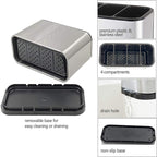 Stainless Steel Utensil Holder with 4 Compartments and Drain Base view 10 for bathroom organization and vanity storage