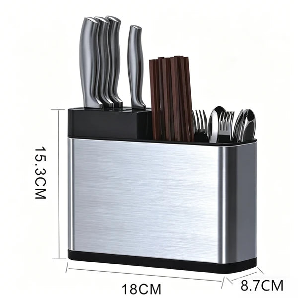 Stainless Steel Utensil Knife Holder view 2 for kitchen organization and cabinet storage