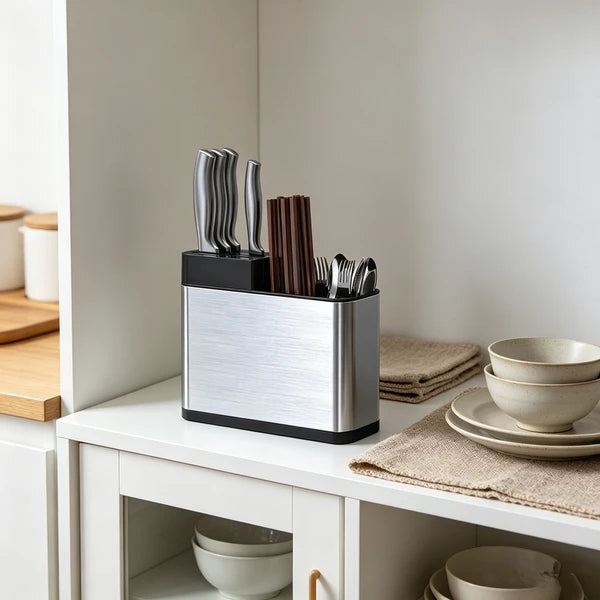 Stainless Steel Utensil Knife Holder view 4 for kitchen organization and cabinet storage