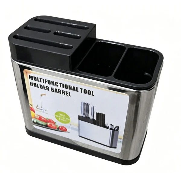 Stainless Steel Utensil Knife Holder view 6 for kitchen organization and cabinet storage