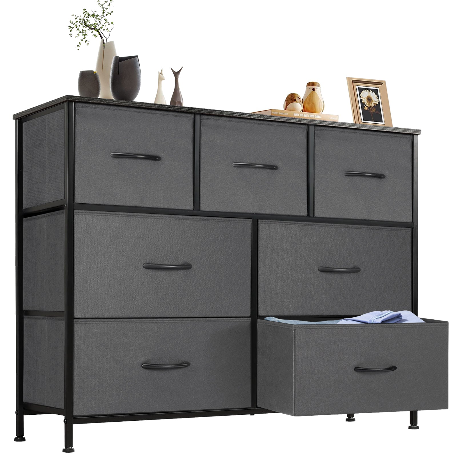 Tall Fabric Dresser Drawer Storage Tower view 2 for laundry room organization and clothes storage