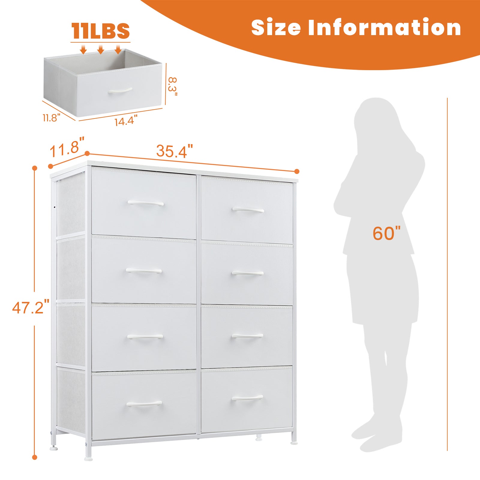 Tall Fabric Dresser Drawer Storage Tower view 6 for laundry room organization and clothes storage