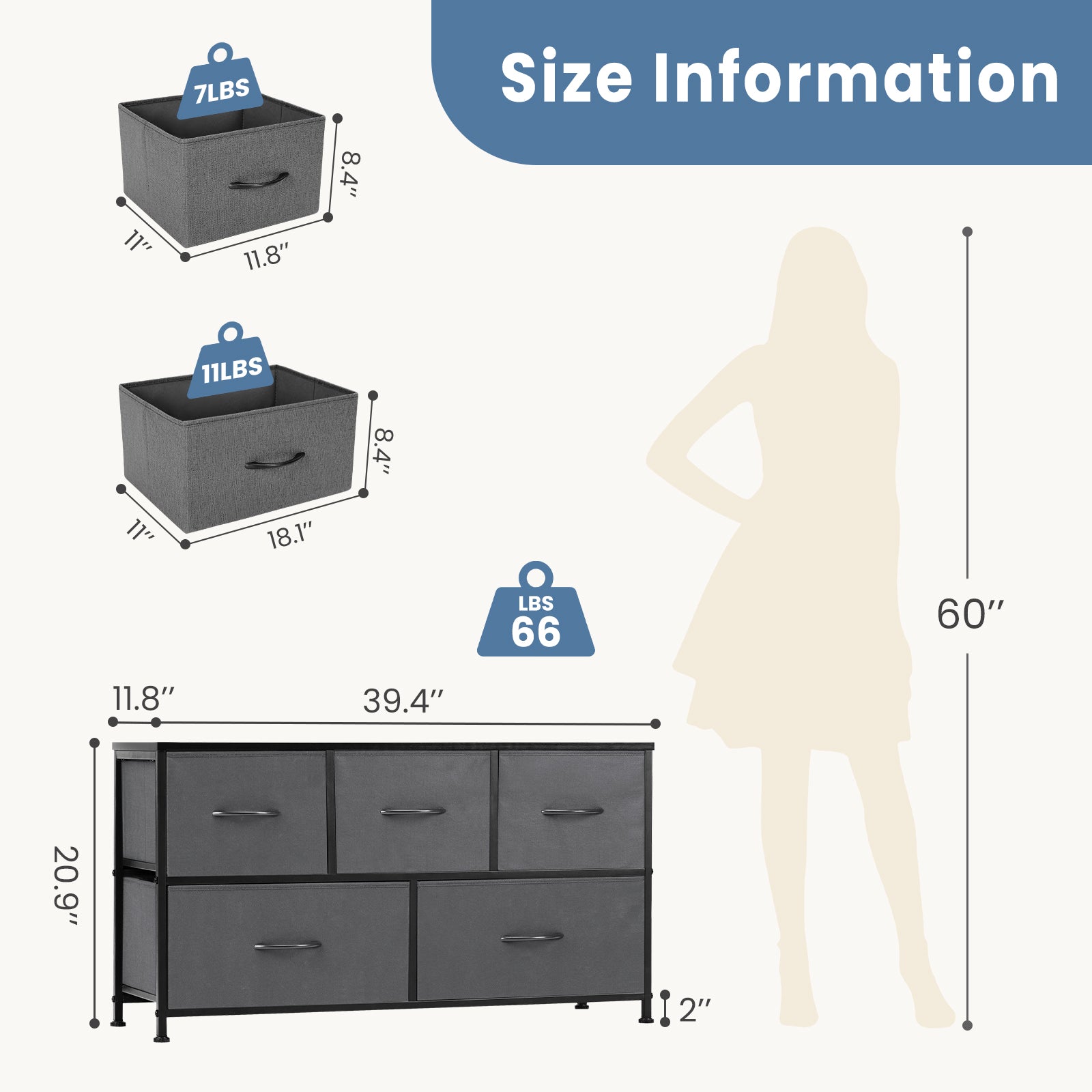 Tall Fabric Dresser Drawer Storage Tower view 10 for laundry room organization and clothes storage