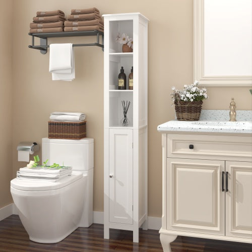 Tall Slim Bathroom Storage Cabinet with Door for bathroom organization and vanity storage