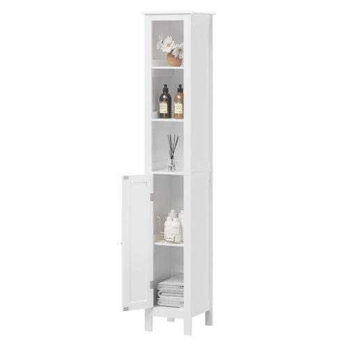 Tall Slim Bathroom Storage Cabinet with Door view 2 for bathroom organization and vanity storage