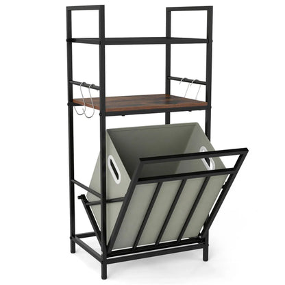 Hamper frame with bag tilted forward