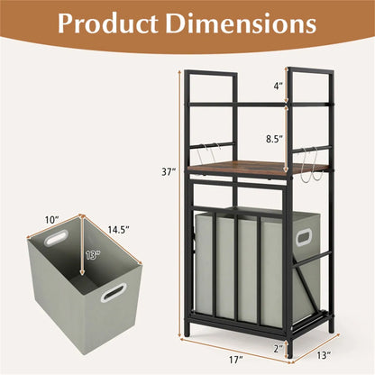 Overall frame and laundry-bag dimension diagram