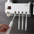 UV Sterilizer Toothbrush Holder and Toothpaste Dispenser view 2 for bathroom organization and vanity storage