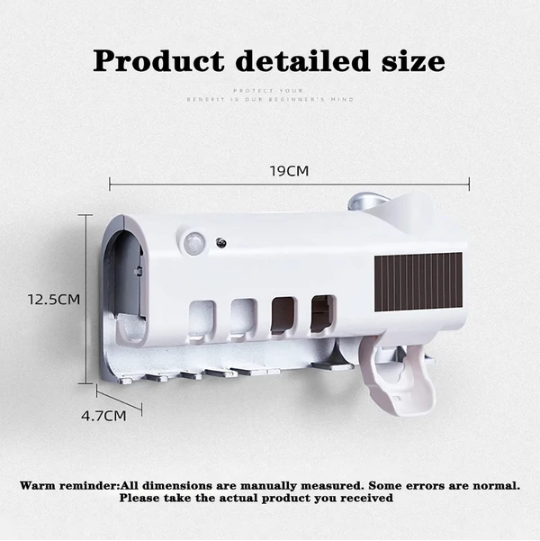 UV Sterilizer Toothbrush Holder and Toothpaste Dispenser view 3 for bathroom organization and vanity storage