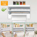 Wall-Mount Kitchen Roll Dispenser with Cutter for pantry food storage and kitchen organization